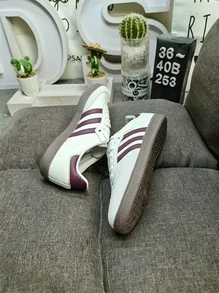 Adidas Samba White and Tan Lifestyle Sneakers 6
