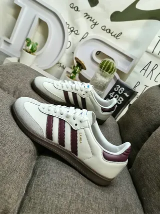Adidas Samba White and Tan Lifestyle Sneakers 7