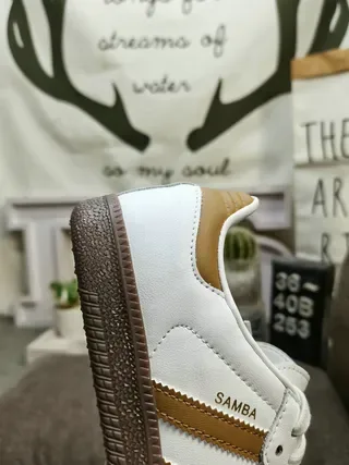 Adidas Samba White and Tan Lifestyle Sneakers 23