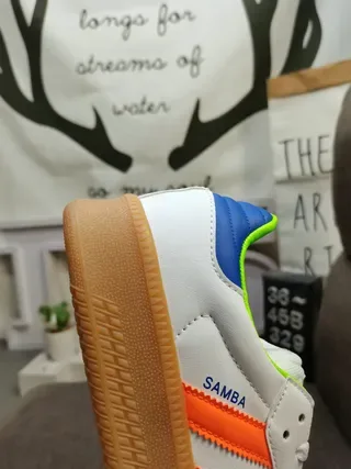 Adidas Samba White Orange Neon Green Blue Gum Lifestyle Sneakers 3