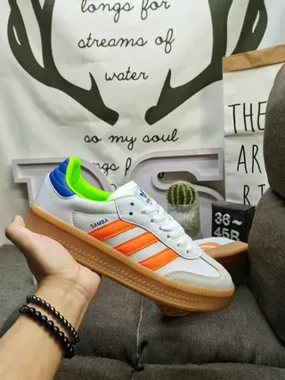 Adidas Samba White Orange Neon Green Blue Gum Lifestyle Sneakers 5