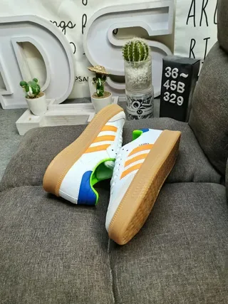Adidas Samba White Orange Neon Green Blue Gum Lifestyle Sneakers 6