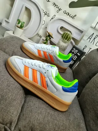 Adidas Samba White Orange Neon Green Blue Gum Lifestyle Sneakers 7