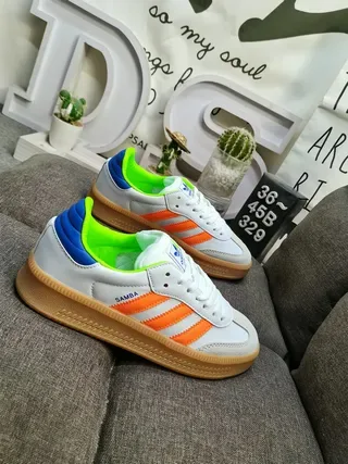 Adidas Samba White Orange Neon Green Blue Gum Lifestyle Sneakers 9