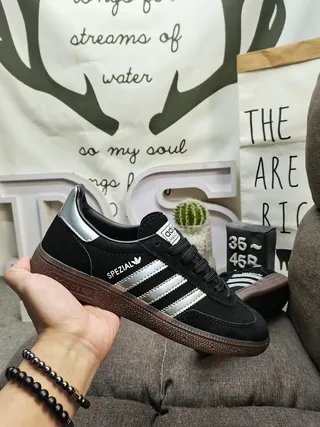 Adidas Spezial Black and Silver Suede Lifestyle Sneakers 5