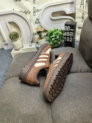 Adidas Spezial भूरा और क्रीम ब्रोग-परफोरेटेड लाइफस्टाइल स्नीकर 6