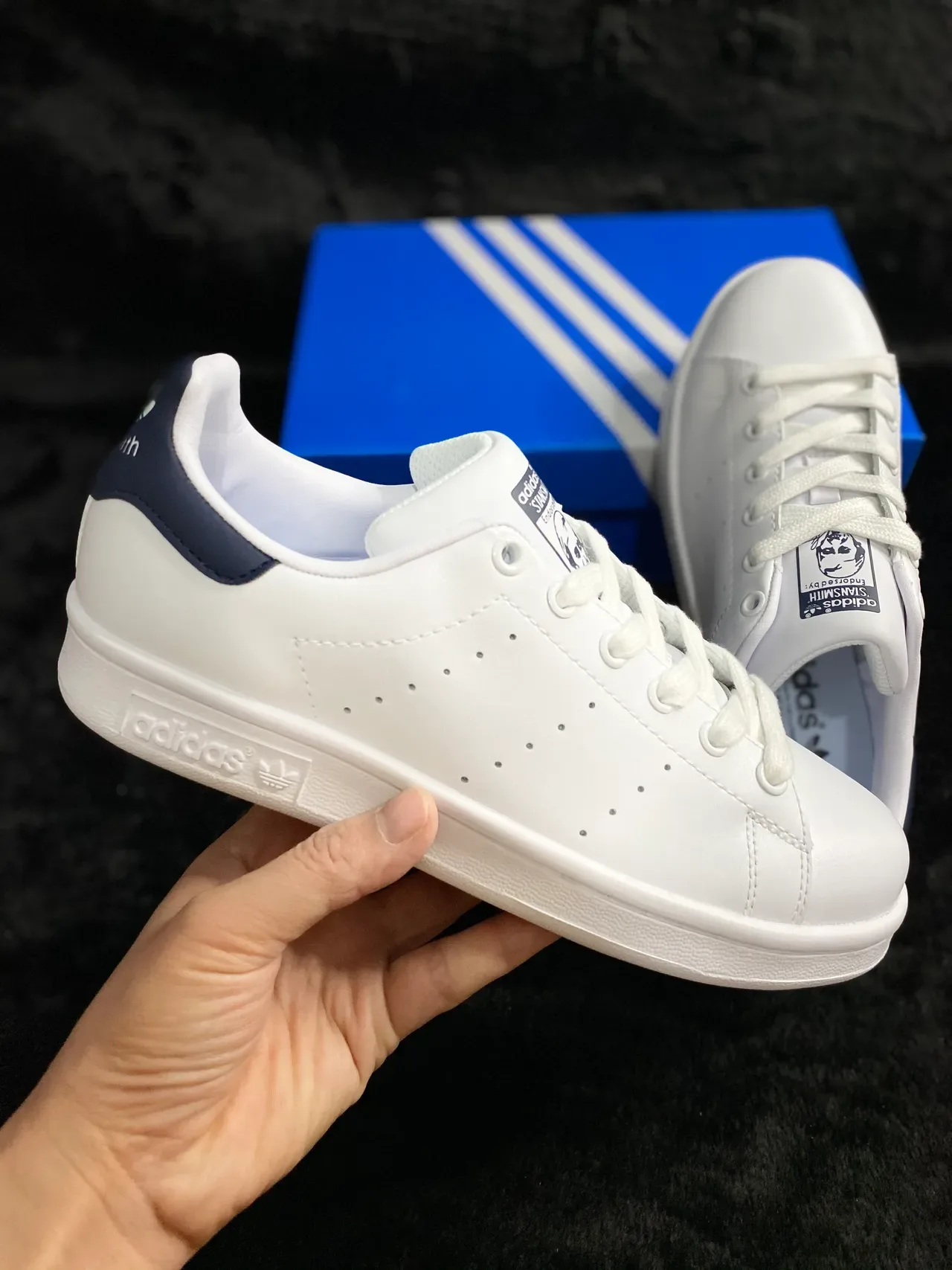 Adidas Stan Smith White and Navy Lifestyle Sneakers 4