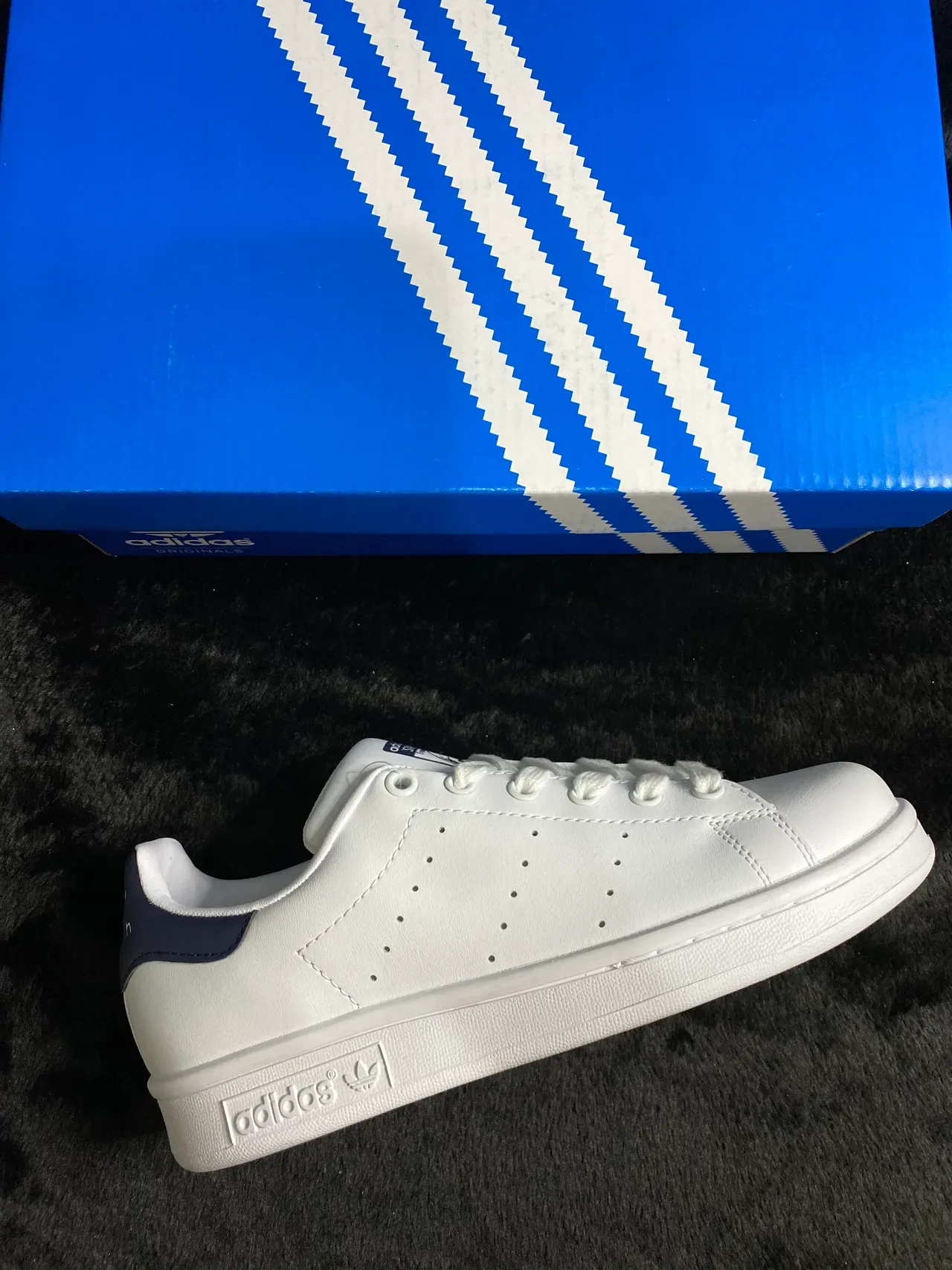 Adidas Stan Smith White and Navy Lifestyle Sneakers 9