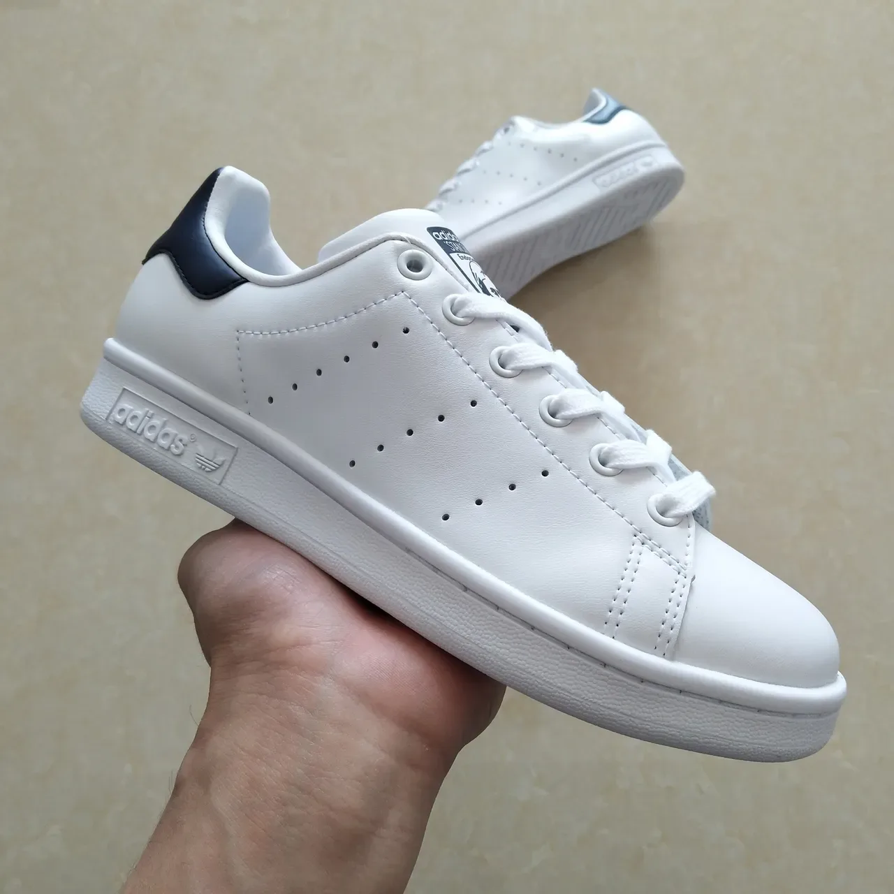 Adidas Stan Smith White and Navy Lifestyle Sneakers 11