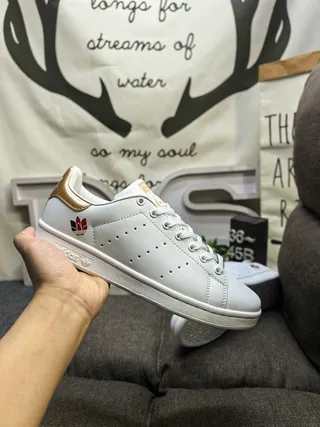 Adidas Stan Smith White and Pink Lifestyle Sneakers 5