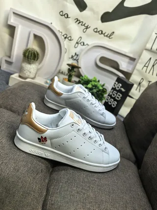 Adidas Stan Smith White and Pink Lifestyle Sneakers 9