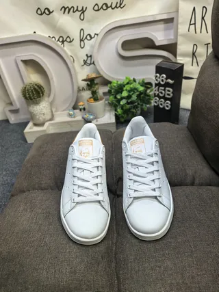 Adidas Stan Smith White and Pink Lifestyle Sneakers 10