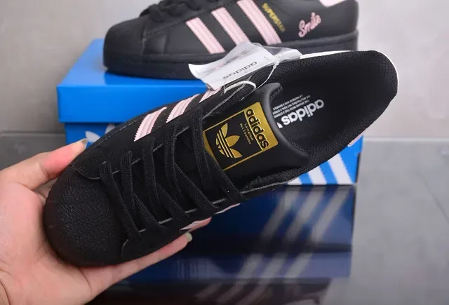 Adidas Superstar Black and Pink Lifestyle Sneakers 8
