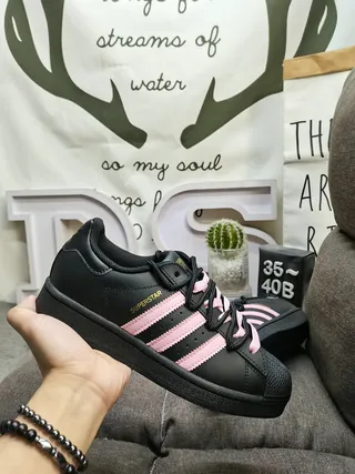 Adidas Superstar Black and Pink Lifestyle Sneakers 5
