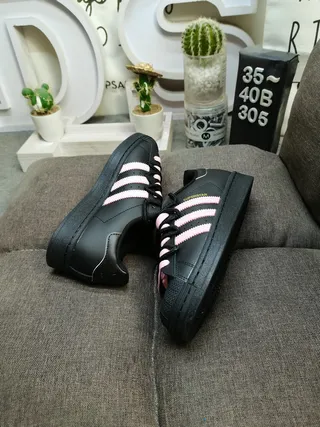 Adidas Superstar Black and Pink Lifestyle Sneakers 6