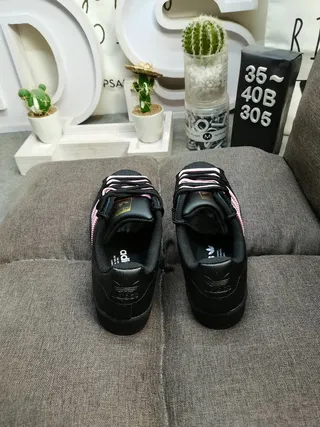 Adidas Superstar Black and Pink Lifestyle Sneakers 8
