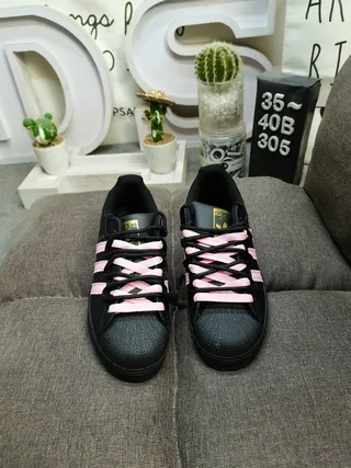 Adidas Superstar Black and Pink Lifestyle Sneakers 10