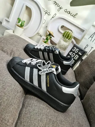Adidas Superstar Black and Silver Lifestyle Sneakers 7