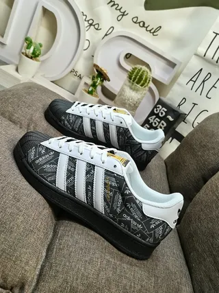 Adidas Superstar Black and White Lifestyle Sneakers 7