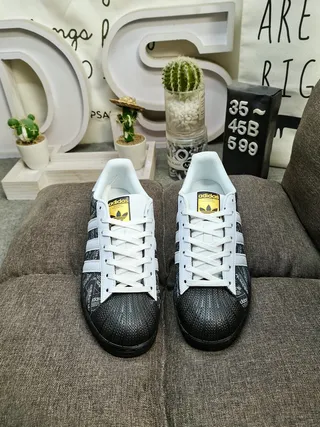 Adidas Superstar Black and White Lifestyle Sneakers 10