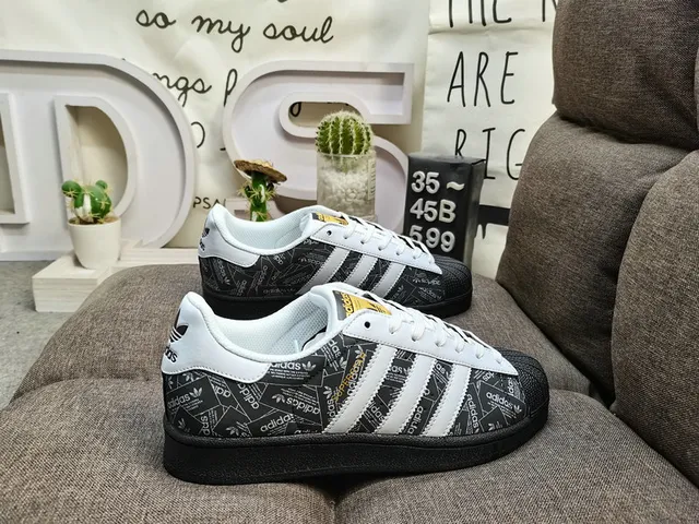 Adidas Superstar Black and White Lifestyle Sneakers 11