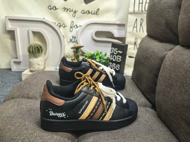 Adidas Superstar Burger Black Tan Multicolor Lifestyle Sneakers 1
