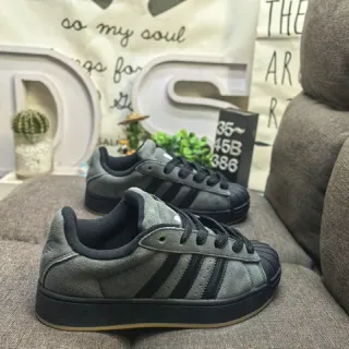 Adidas Superstar Dark Gray Black Suede Lifestyle Sneakers