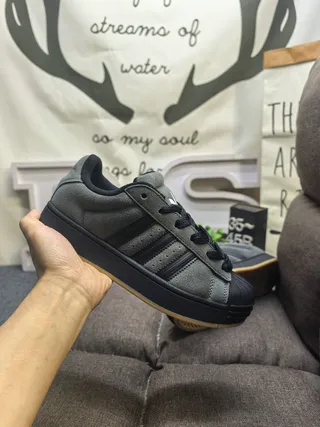 Adidas Superstar Dark Gray Black Suede Lifestyle Sneakers 5