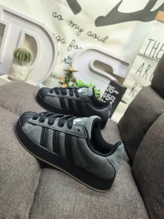 Adidas Superstar Dark Gray Black Suede Lifestyle Sneakers 7
