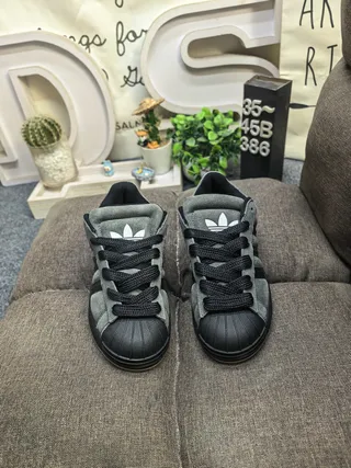 Adidas Superstar Dark Gray Black Suede Lifestyle Sneakers 10