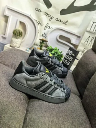 Adidas Superstar Gray and Black Lifestyle Sneakers 9