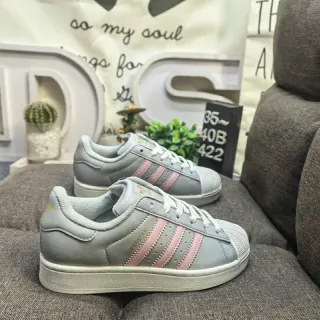 Adidas Superstar Light Gray and Pink Lifestyle Sneakers