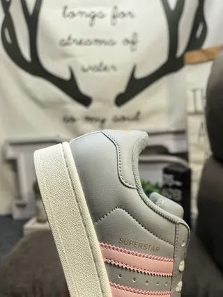 Adidas Superstar Light Gray and Pink Lifestyle Sneakers 3