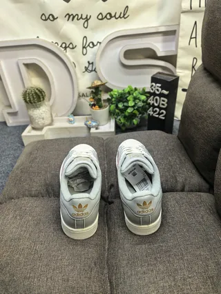 Adidas Superstar Light Gray and Pink Lifestyle Sneakers 8