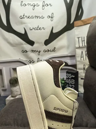 Adidas Superstar Off-White and Brown Lifestyle Sneakers 3