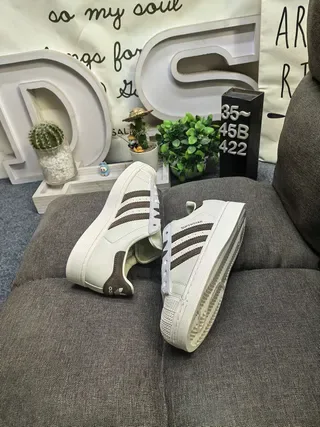Adidas Superstar Off-White and Brown Lifestyle Sneakers 6