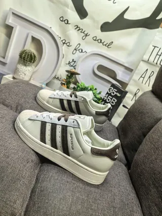 Adidas Superstar Off-White and Brown Lifestyle Sneakers 7