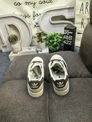 Adidas Superstar Off-White and Brown Lifestyle Sneakers 8