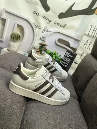Adidas Superstar Off-White and Brown Lifestyle Sneakers 9
