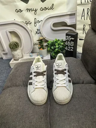 Adidas Superstar Off-White and Brown Lifestyle Sneakers 10