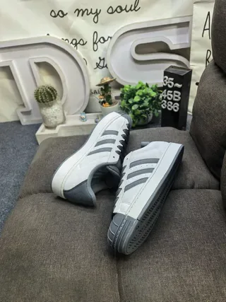 Adidas Superstar Off-White and Gray Lifestyle Sneakers 6
