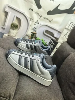 Adidas Superstar Off-White and Gray Lifestyle Sneakers 7
