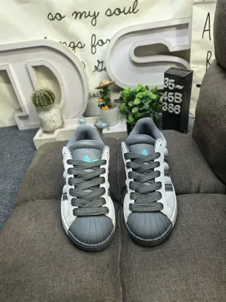 Adidas Superstar Off-White and Gray Lifestyle Sneakers 10