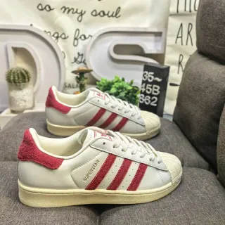 Adidas Superstar Off-White and Red Lifestyle Sneakers
