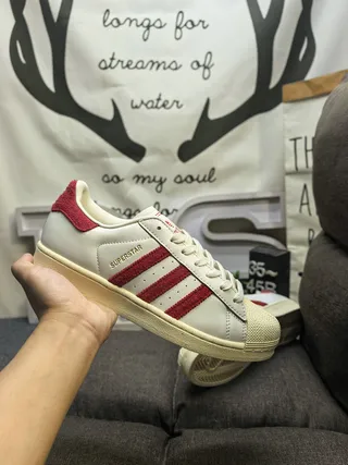 Adidas Superstar Off-White and Red Lifestyle Sneakers 5