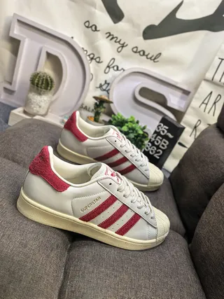 Adidas Superstar Off-White and Red Lifestyle Sneakers 9