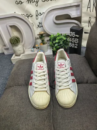 Adidas Superstar Off-White and Red Lifestyle Sneakers 10