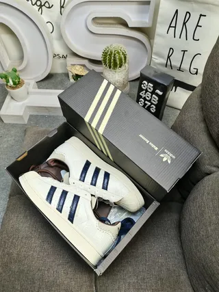 Adidas Superstar Off-White Croc-Embossed Navy Stripe Lifestyle Sneakers 3