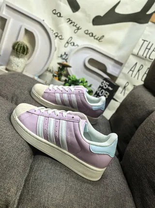 Adidas Superstar Pastel Purple and Light Blue Lifestyle Sneakers 7