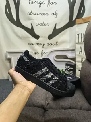 Adidas Superstar Rhinestone-Embellished Black Lifestyle Sneakers 5